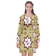 Abstract Pattern Geometric Backgrounds   Long Sleeve Chiffon Shift Dress  by Eskimos