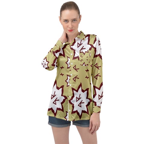 Abstract Pattern Geometric Backgrounds   Long Sleeve Satin Shirt by Eskimos