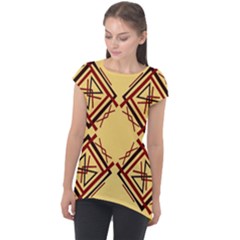 Abstract Pattern Geometric Backgrounds   Cap Sleeve High Low Top by Eskimos