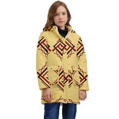 Abstract Pattern Geometric Backgrounds   Kid s Hooded Longline Puffer Jacket by Eskimos