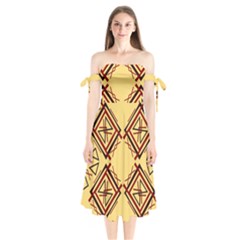 Abstract Pattern Geometric Backgrounds   Shoulder Tie Bardot Midi Dress by Eskimos