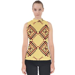 Abstract Pattern Geometric Backgrounds   Mock Neck Shell Top by Eskimos