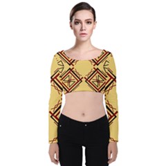 Abstract Pattern Geometric Backgrounds   Velvet Long Sleeve Crop Top by Eskimos