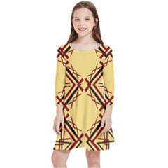 Abstract Pattern Geometric Backgrounds   Kids  Quarter Sleeve Skater Dress by Eskimos