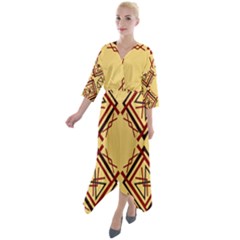 Abstract Pattern Geometric Backgrounds   Quarter Sleeve Wrap Front Maxi Dress by Eskimos