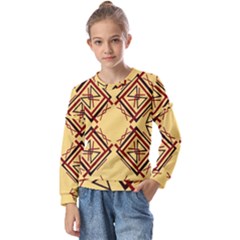 Abstract Pattern Geometric Backgrounds   Kids  Long Sleeve Tee With Frill 