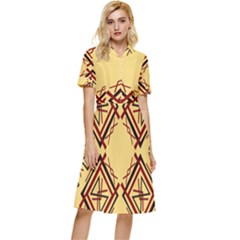 Abstract Pattern Geometric Backgrounds   Button Top Knee Length Dress by Eskimos