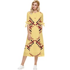 Abstract Pattern Geometric Backgrounds   Bow Sleeve Chiffon Midi Dress