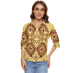 Abstract Pattern Geometric Backgrounds   Women s Quarter Sleeve Pocket Shirt