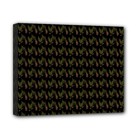 Fern Pattern 2 Black Canvas 10  X 8  (stretched) by violetheavensky