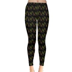 Fern Pattern 2 Black Leggings 