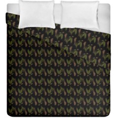 Fern Pattern 2 Black Duvet Cover Double Side (king Size) by violetheavensky