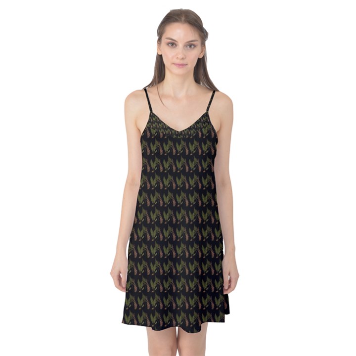 Fern Pattern 2 Black Camis Nightgown