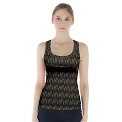 Fern Pattern 2 Black Racer Back Sports Top by violetheavensky