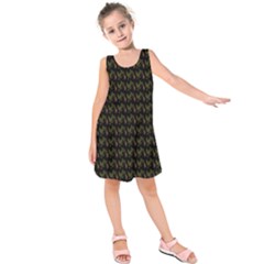 Fern Pattern 2 Black Kids  Sleeveless Dress by violetheavensky