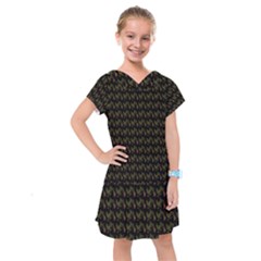 Fern Pattern 2 Black Kids  Drop Waist Dress by violetheavensky