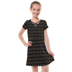 Fern Pattern 2 Black Kids  Cross Web Dress by violetheavensky