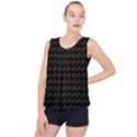 Fern Pattern 2 Black Bubble Hem Chiffon Tank Top View1