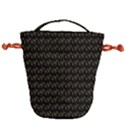 Fern Pattern 2 Black Drawstring Bucket Bag View2