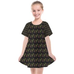 Fern Pattern 2 Black Kids  Smock Dress by violetheavensky