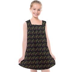 Fern Pattern 2 Black Kids  Cross Back Dress by violetheavensky