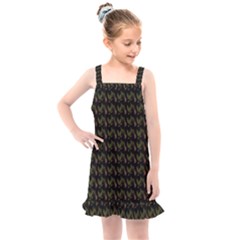 Fern Pattern 2 Black Kids  Overall Dress