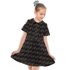 Fern Pattern 2 Black Kids  Short Sleeve Shirt Dress by violetheavensky