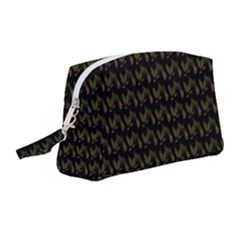 Fern Pattern 2 Black Wristlet Pouch Bag (medium) by violetheavensky