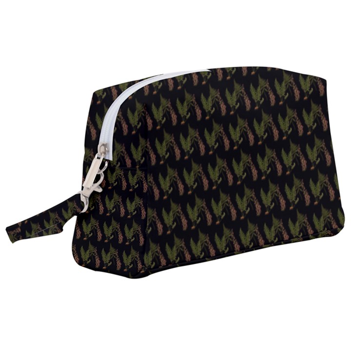 Fern Pattern 2 Black Wristlet Pouch Bag (Large)