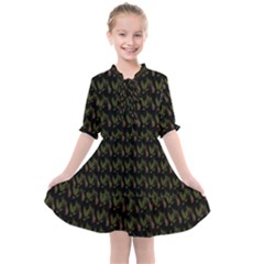 Fern Pattern 2 Black Kids  All Frills Chiffon Dress