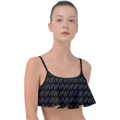 Fern Pattern 2 Black Frill Bikini Top by violetheavensky