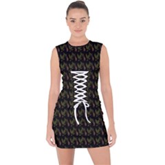 Fern Pattern 2 Black Lace Up Front Bodycon Dress by violetheavensky