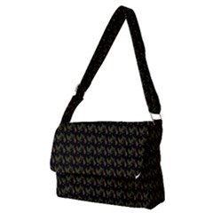 Fern Pattern 2 Black Full Print Messenger Bag (m)