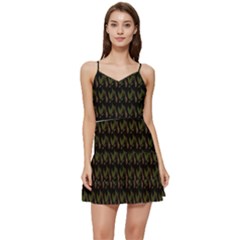 Fern Pattern 2 Black Short Frill Dress