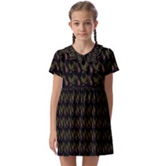 Fern Pattern 2 Black Kids  Asymmetric Collar Dress by violetheavensky