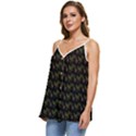 Fern Pattern 2 Black Casual Spaghetti Strap Chiffon Top View2