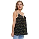 Fern Pattern 2 Black Casual Spaghetti Strap Chiffon Top View3