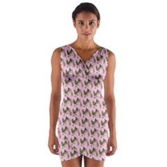 Fern Pattern 2 Pink Wrap Front Bodycon Dress by violetheavensky