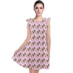 Fern Pattern 2 Pink Tie Up Tunic Dress by violetheavensky