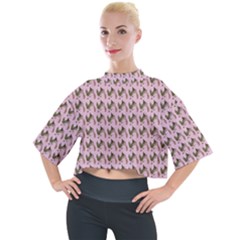 Fern Pattern 2 Pink Mock Neck Tee by violetheavensky