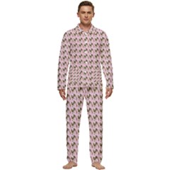 Fern Pattern 2 Pink Men s Long Sleeve Velvet Pocket Pajamas Set by violetheavensky