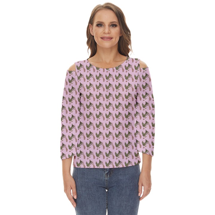 Fern Pattern 2 Pink Cut Out Wide Sleeve Top