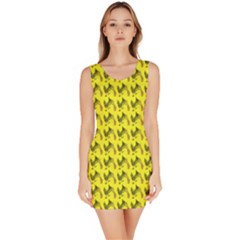 Fern Pattern 2 Yellow Bodycon Dress by violetheavensky