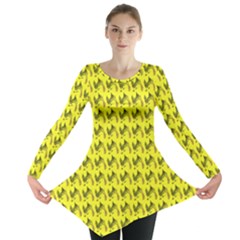 Fern Pattern 2 Yellow Long Sleeve Tunic  by violetheavensky