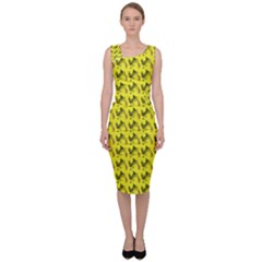 Fern Pattern 2 Yellow Sleeveless Pencil Dress by violetheavensky