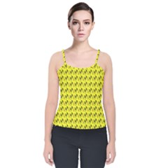 Fern Pattern 2 Yellow Velvet Spaghetti Strap Top by violetheavensky