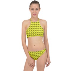 Fern Pattern 2 Yellow Racer Front Bikini Set by violetheavensky