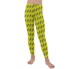 Fern Pattern 2 Yellow Kids  Lightweight Velour Leggings by violetheavensky