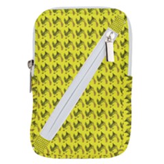 Fern Pattern 2 Yellow Belt Pouch Bag (small) by violetheavensky