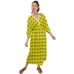 Fern Pattern 2 Yellow Grecian Style  Maxi Dress by violetheavensky